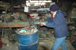 門松　制作風景　切り口